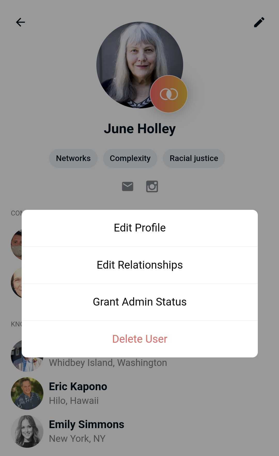 Phone screenshot of Grant Admin Status